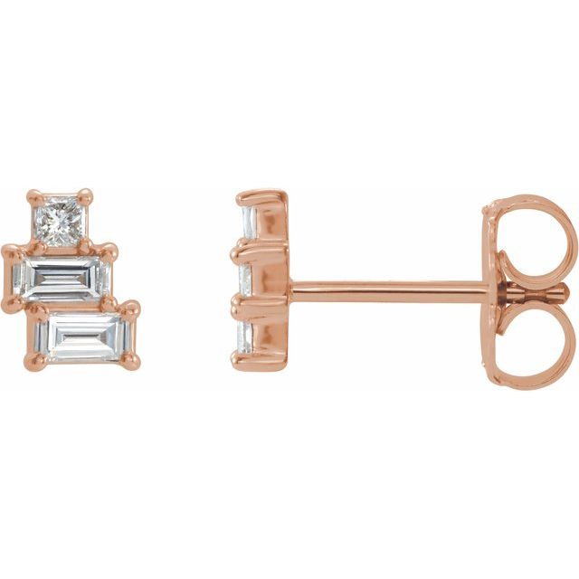 14K Rose 1/4 CTW Diamond Geometric Cluster Earrings 1