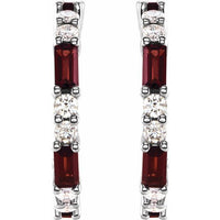 14K White Mozambique Garnet & 1/2 CTW Diamond Earrings 2