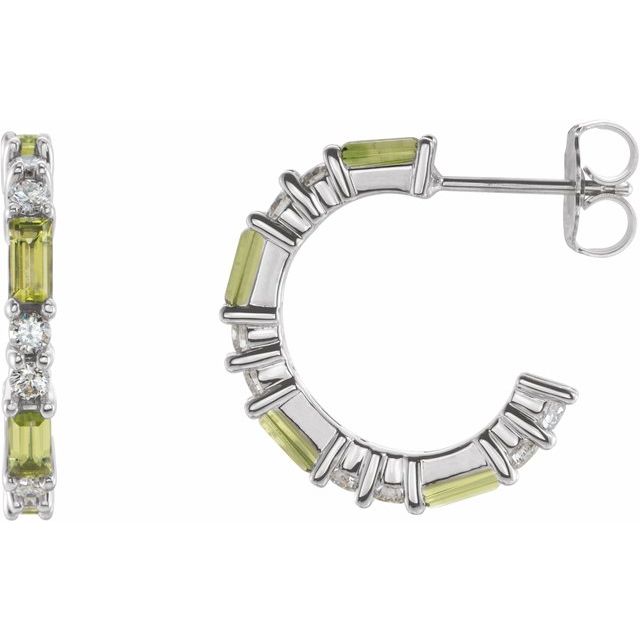 14K White Peridot & 1/2 CTW Diamond Earrings 1