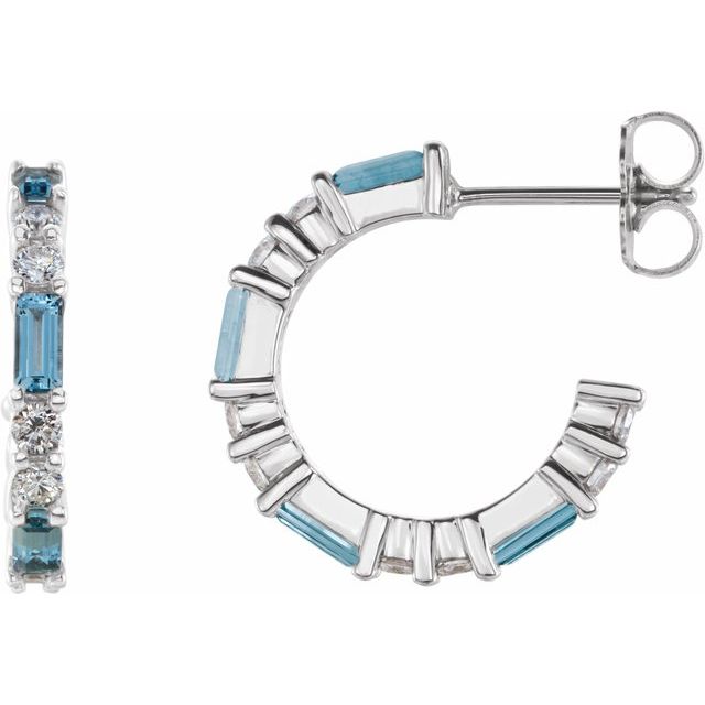 14K White Aquamarine & 1/2 CTW Diamond Earrings 1