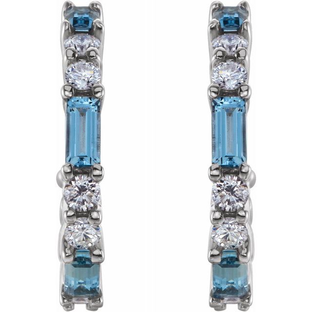 14K White Aquamarine & 1/2 CTW Diamond Earrings 2