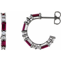 14K White Lab-Created Ruby & 1/2 CTW Diamond Earrings