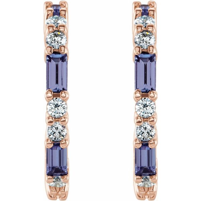 14K Rose Tanzanite & 1/2 CTW Diamond Earrings 2