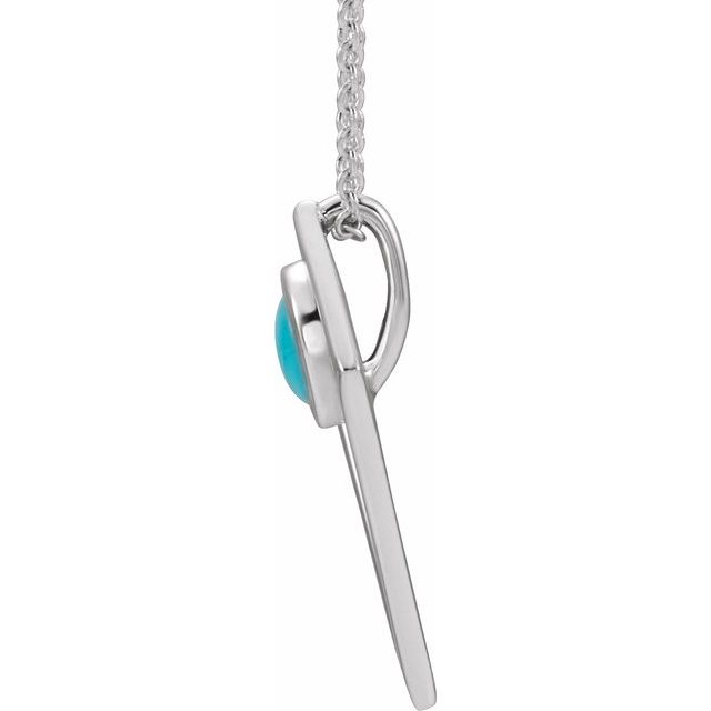 Sterling Silver Turquoise Cabochon Pyramid 16-18" Necklace 2
