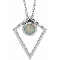 Sterling Silver Opal Cabochon Pyramid 24" Necklace 1