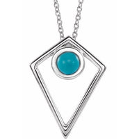 Sterling Silver Turquoise Cabochon Pyramid 24" Necklace 1