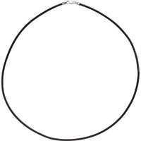 14K White Gold 2 mm Black Leather 18" Cord