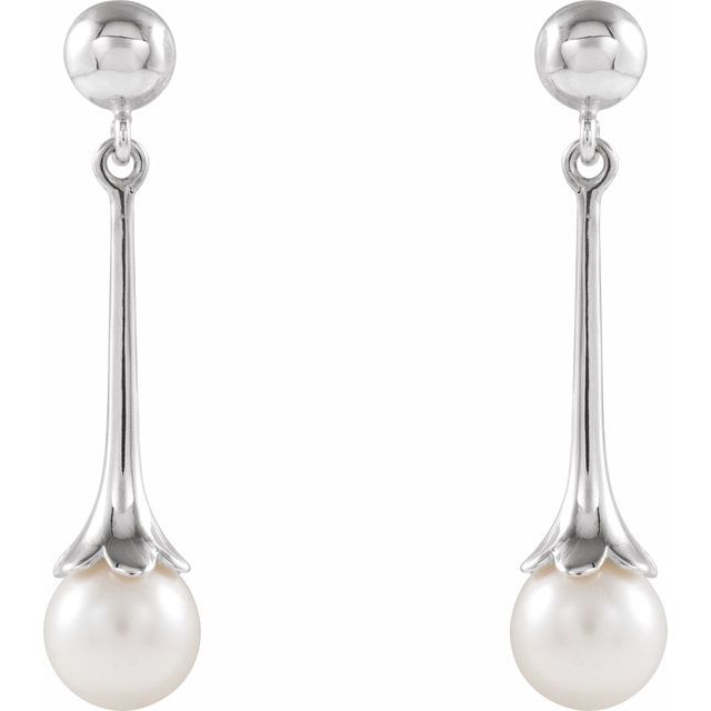 Sterling Silver Freshwater Pearl Dangle Earrings with Backs 2