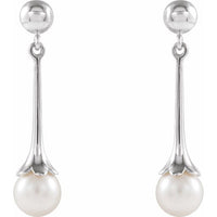 Sterling Silver Freshwater Pearl Dangle Earrings with Backs 2
