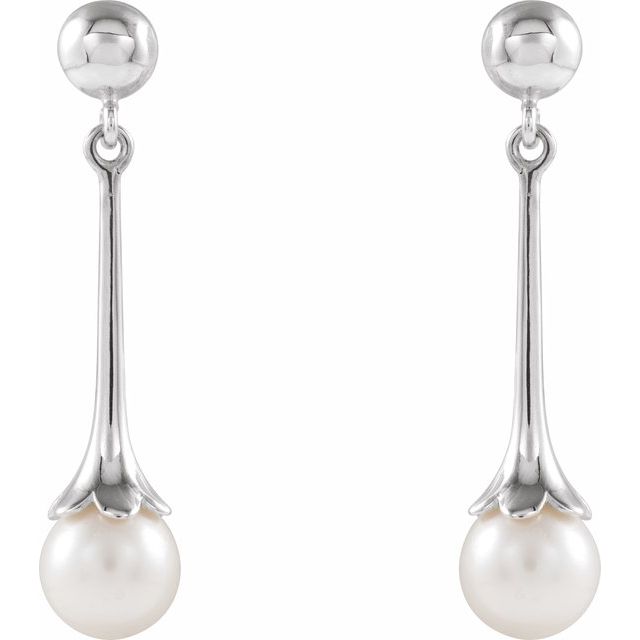Sterling Silver Freshwater Pearl Dangle Earrings with Backs 2