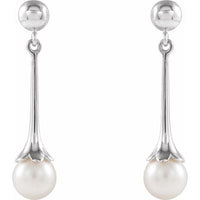 Sterling Silver Freshwater Pearl Dangle Earrings with Backs 2