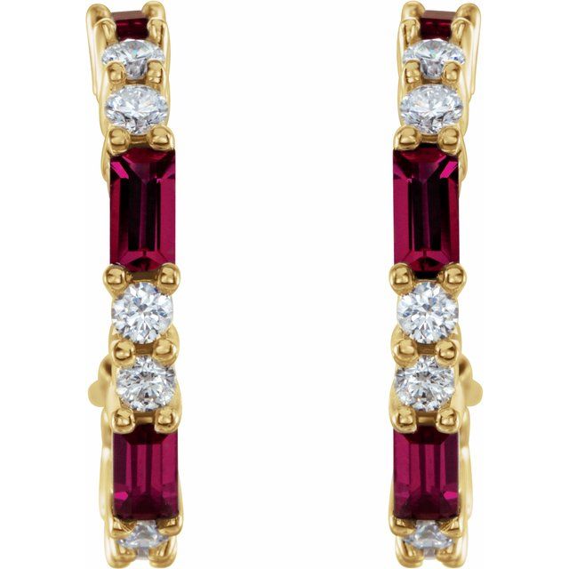 14K Yellow Ruby & 1/2 CTW Diamond Earrings 2