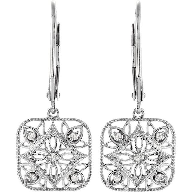 Sterling Silver 1/10 Diamond Accented Lever Back Earrings 2