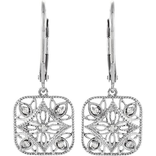 Sterling Silver 1/10 Diamond Accented Lever Back Earrings 2