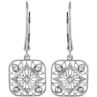 Sterling Silver 1/10 Diamond Accented Lever Back Earrings 2