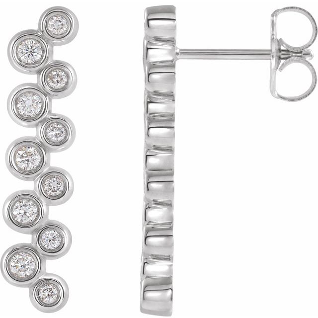 14K White 1/3 CTW Diamond Bezel-Set Bar Earrings 1