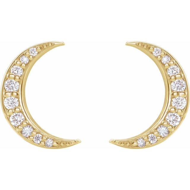14K Yellow 1/10 CTW Diamond Crescent Moon Stud Earrings 2