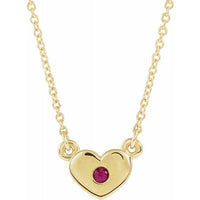 14K Yellow Lab-Grown Ruby Heart 16" Necklace 1