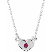 14K White Lab-Grown Ruby Heart 16" Necklace 1