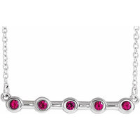 14K White Ruby Bezel-Set Bar 16" Necklace 1