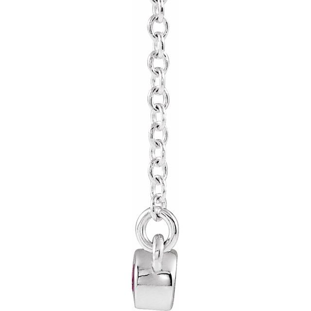 14K White Ruby Bezel-Set Bar 16" Necklace 2