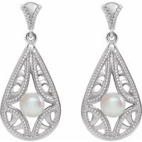 Sterling Silver Freshwater Cultured Pearl Vintage-Inspired Earrings 2