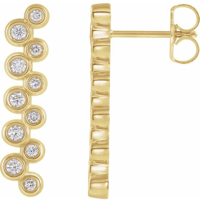 14K Yellow 1/3 CTW Diamond Bezel-Set Bar Earrings 1