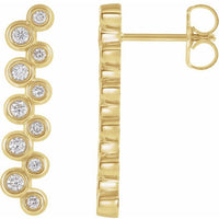 14K Yellow 1/3 CTW Diamond Bezel-Set Bar Earrings 1
