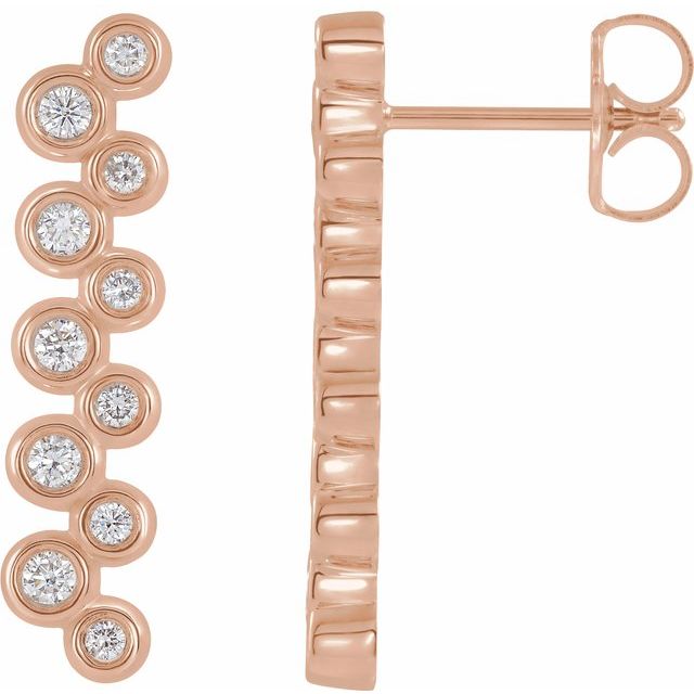 14K Rose 1/3 CTW Diamond Bezel-Set Bar Earrings 1
