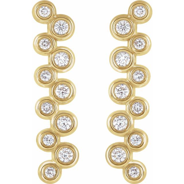 14K Yellow 1/3 CTW Diamond Bezel-Set Bar Earrings 2