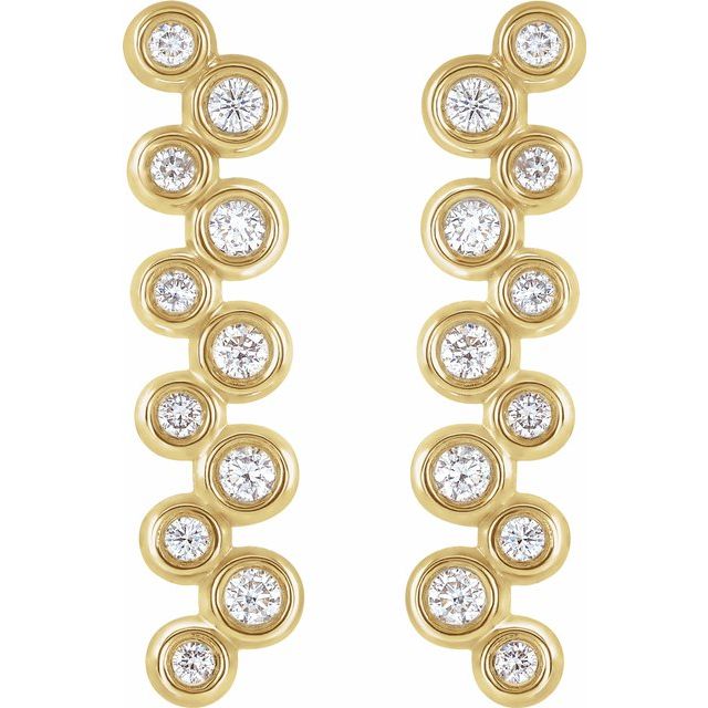 14K Yellow 1/3 CTW Diamond Bezel-Set Bar Earrings 2