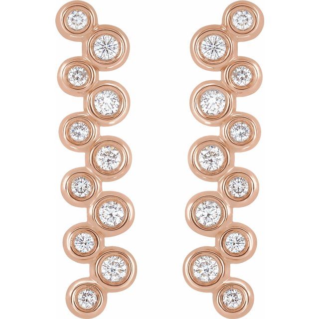 14K Rose 1/3 CTW Diamond Bezel-Set Bar Earrings 2