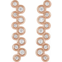 14K Rose 1/3 CTW Diamond Bezel-Set Bar Earrings 2