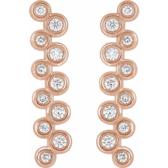 14K Rose 1/3 CTW Diamond Bezel-Set Bar Earrings 2