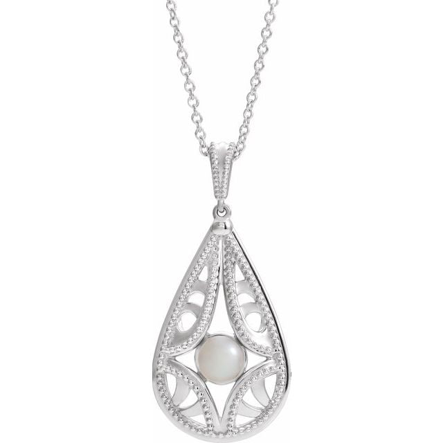 Sterling Silver Vintage-Inspired Freshwater Cultured Pearl 16-18" Necklace 1