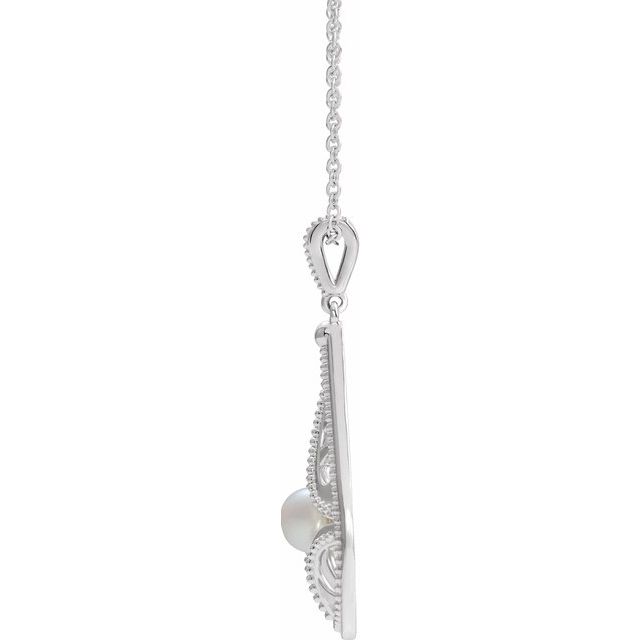 Sterling Silver Vintage-Inspired Freshwater Cultured Pearl 16-18" Necklace 2