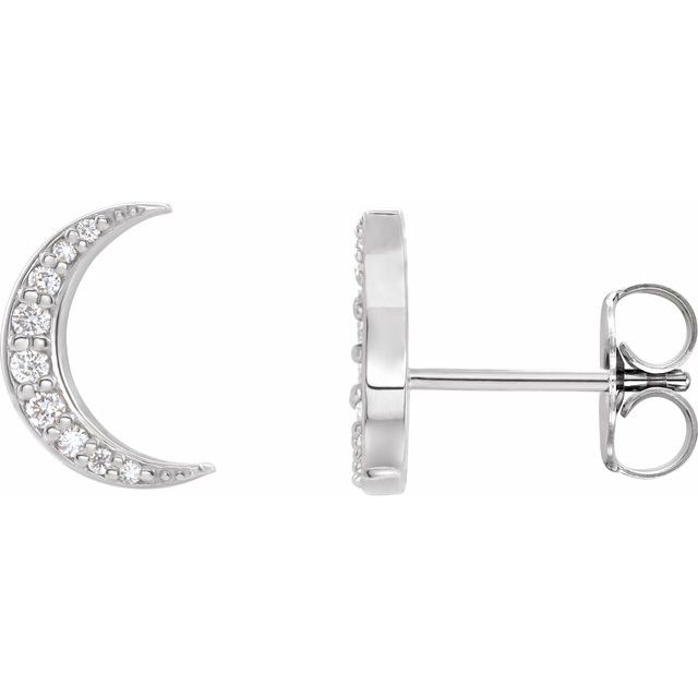 14K White 1/10 CTW Diamond Crescent Moon Stud Earrings 1