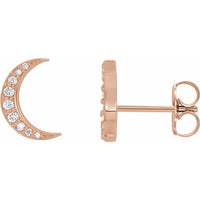 14K Rose 1/10 CTW Diamond Crescent Moon Stud Earrings 1