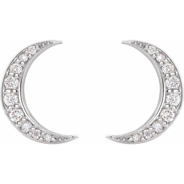 Sterling Silver 1/10 CTW Natural Diamond Crescent Moon Earrings