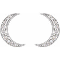 14K White 1/10 CTW Diamond Crescent Moon Stud Earrings 2