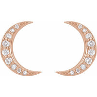 14K Rose 1/10 CTW Diamond Crescent Moon Stud Earrings 2