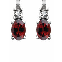 14K White Mozambique Garnet & .02 CTW Diamond Earrings 2