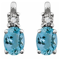 14K White Aquamarine & .02 CTW Diamond Earrings 2