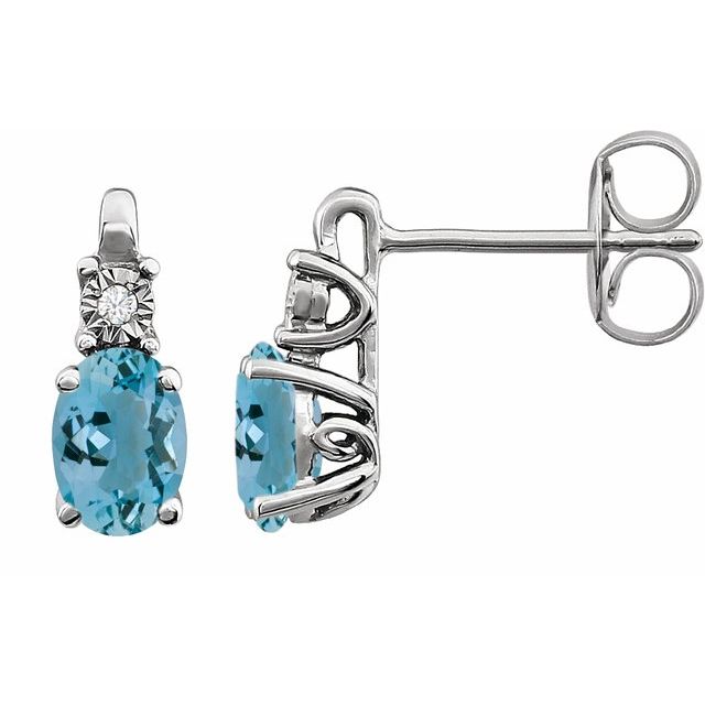 14K White Aquamarine & .02 CTW Diamond Earrings 1