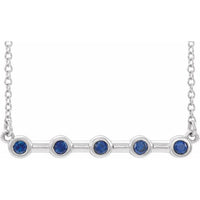 14K White Blue Sapphire Bezel-Set 16" Bar Necklace 1