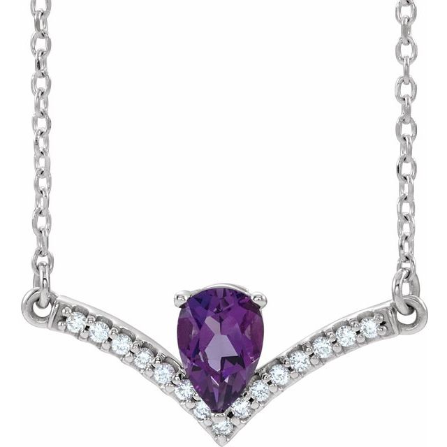 14K White Amethyst & .06 CTW Diamond 16" Necklace 1