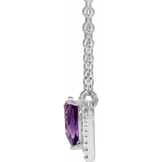 14K White Amethyst & .06 CTW Diamond 16" Necklace 2