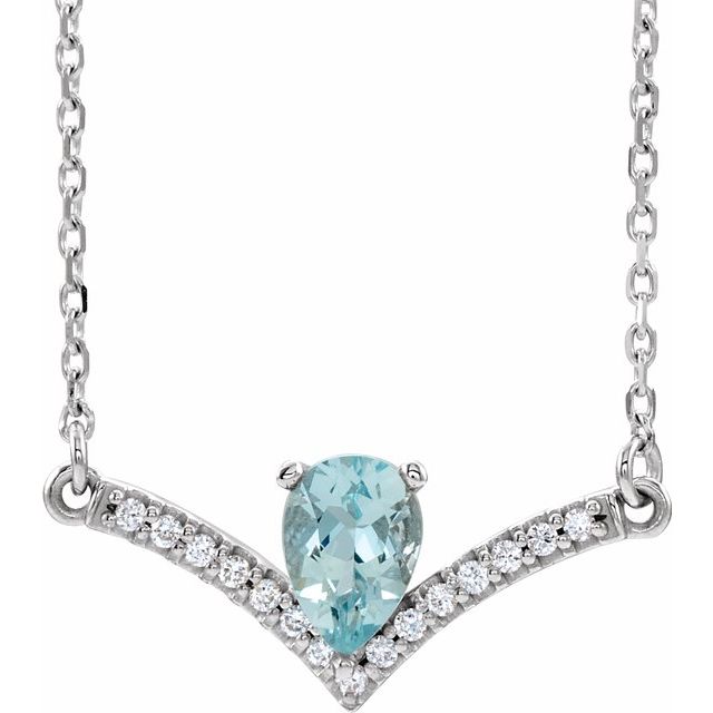 14K White Aquamarine & .06 CTW Diamond 18" Necklace 1