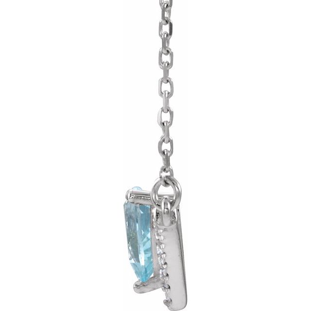 14K White Aquamarine & .06 CTW Diamond 18" Necklace 2