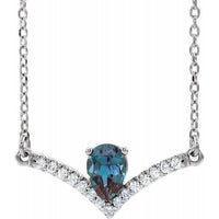 14K White Lab-Created Alexandrite & .06 CTW Diamond 18" Necklace